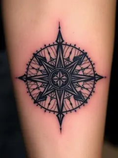 AI generated compass tattoo in geometric style
