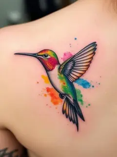 AI generated hummingbird tattoo in watercolor style
