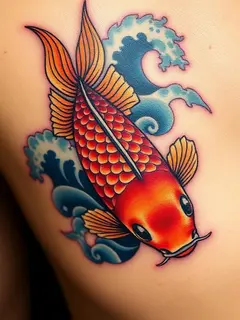 AI generated koi fish tattoo in Japanese style