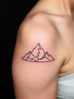AI generated mountain landscape tattoo in fine line style