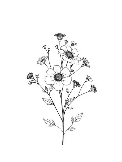 AI generated botanical wildflower tattoo design
