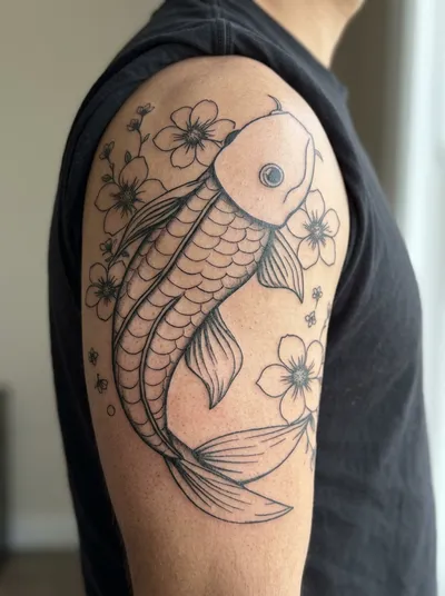 Japanese koi tattoo on arm — AI generated