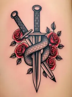 AI generated snake tattoo in neo-traditional style