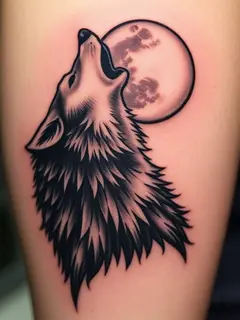 AI generated wolf tattoo design in blackwork style